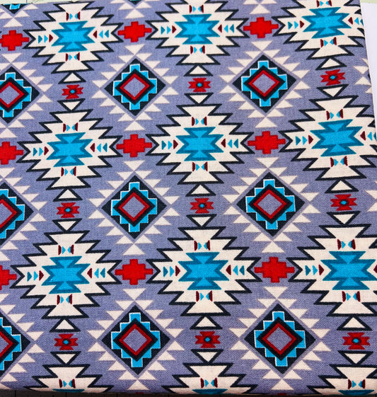 Grey, Red, Tourq diamond Aztec