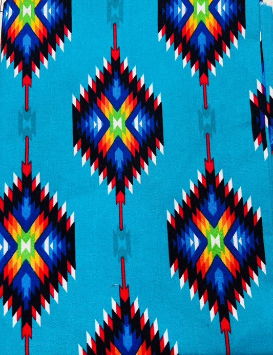 Blue with White Tip Starbursts Aztec